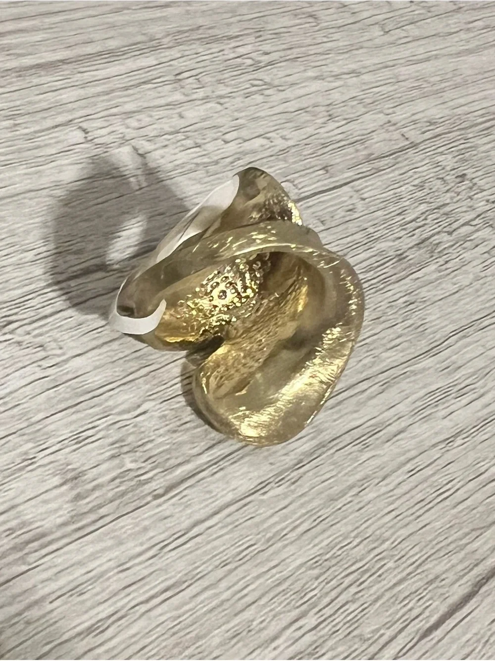 Gold Sculptural Statement Ring | Brushed Finish | Size 7